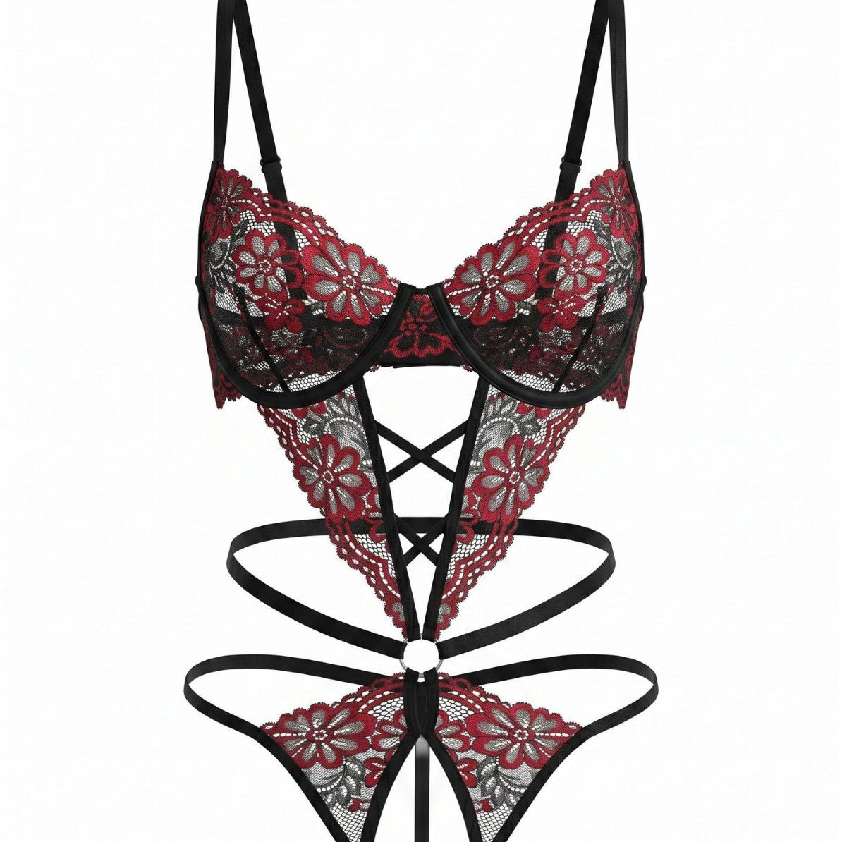 Women Sexy Underwear Lace Embroidery Stitching Sexy See through Thin Comfortable Jumpsuit