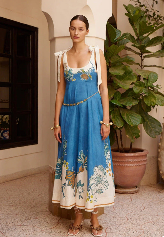 Blue with White Flowers