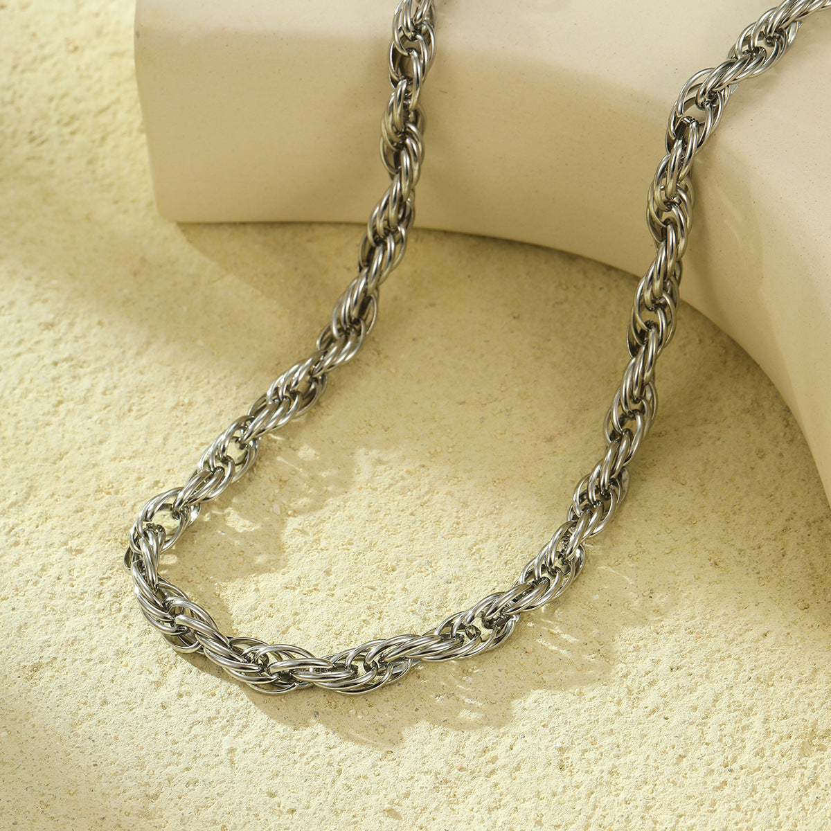 All Match Stainless Steel Twist Necklace Winding Niche High Grade Design Titanium Steel Clavicle Chain Necklace Accessories - Wanita Store