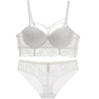 Ensemble de lingerie sexy avec soutien-gorge push-up en dentelle, maintien latéral et bretelles tendance pour femmes