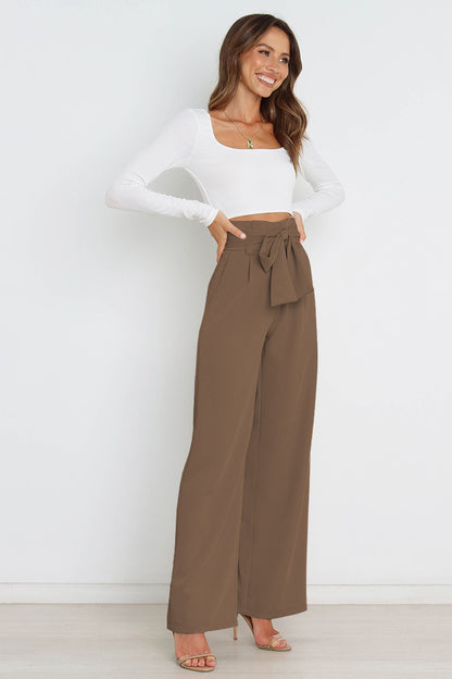 Fashion Workwear Women Dress Work Pant Casual All Matching Wide Leg Trousers Belt Commuting Pants Summer - Wanita Store