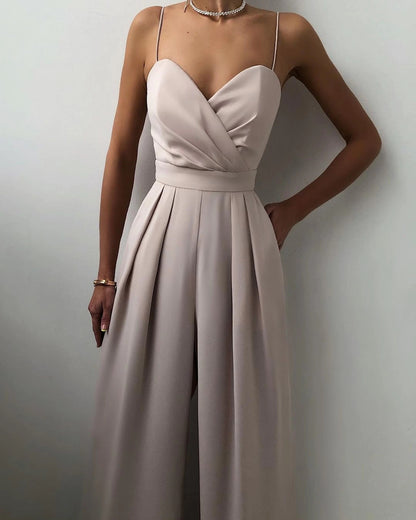 Sling Waist Straight Mop Floor Minimalist Jumpsuit Spring Summer - Wanita Store
