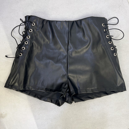 Autumn Winter Black High Waist Stretch Shorts Women Tight Casual Pants Faux Leather Pants - Wanita Store