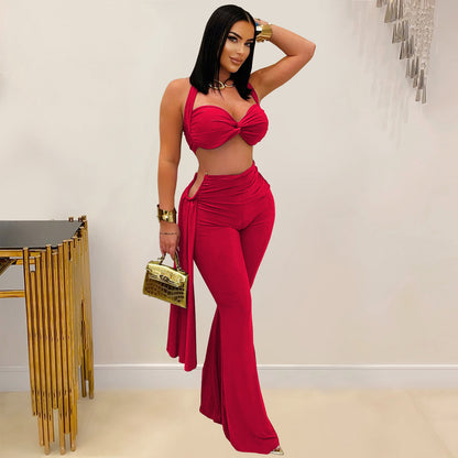 Women Wear Sexy Summer Tube Top Bandage Trousers Set - Wanita Store