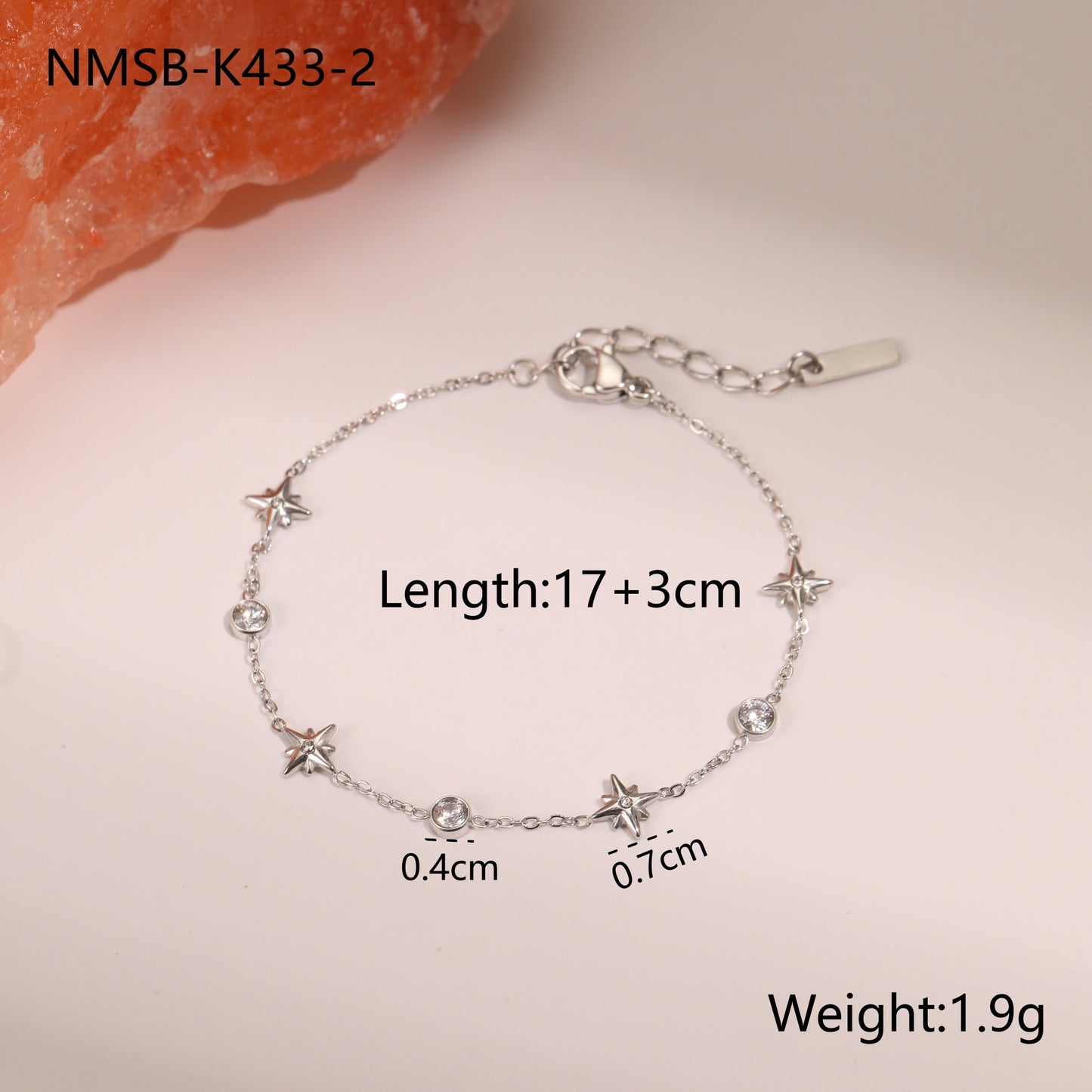 Steel Six Pointed Star Bracelet