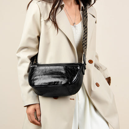 Women Bag Burst Crack Dumpling Bag Stylish Good Texture Soft Leather Bag Women Office Messenger Bag - Wanita Store