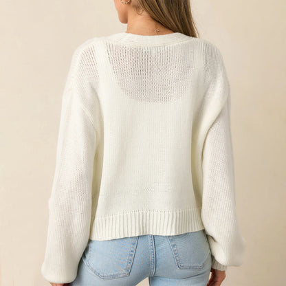 3D Strawberry Pattern Women Elegant Sweater Cardigan Autumn Winter Button Long Sleeve Sweater - Wanita Store