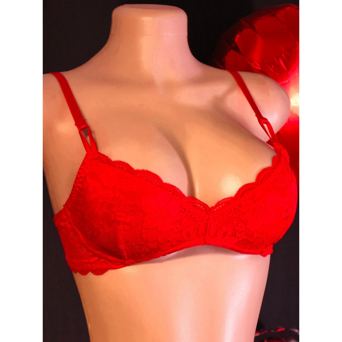 French Romantic Red Lace Bra Wireless Gather Comfortably Underwear