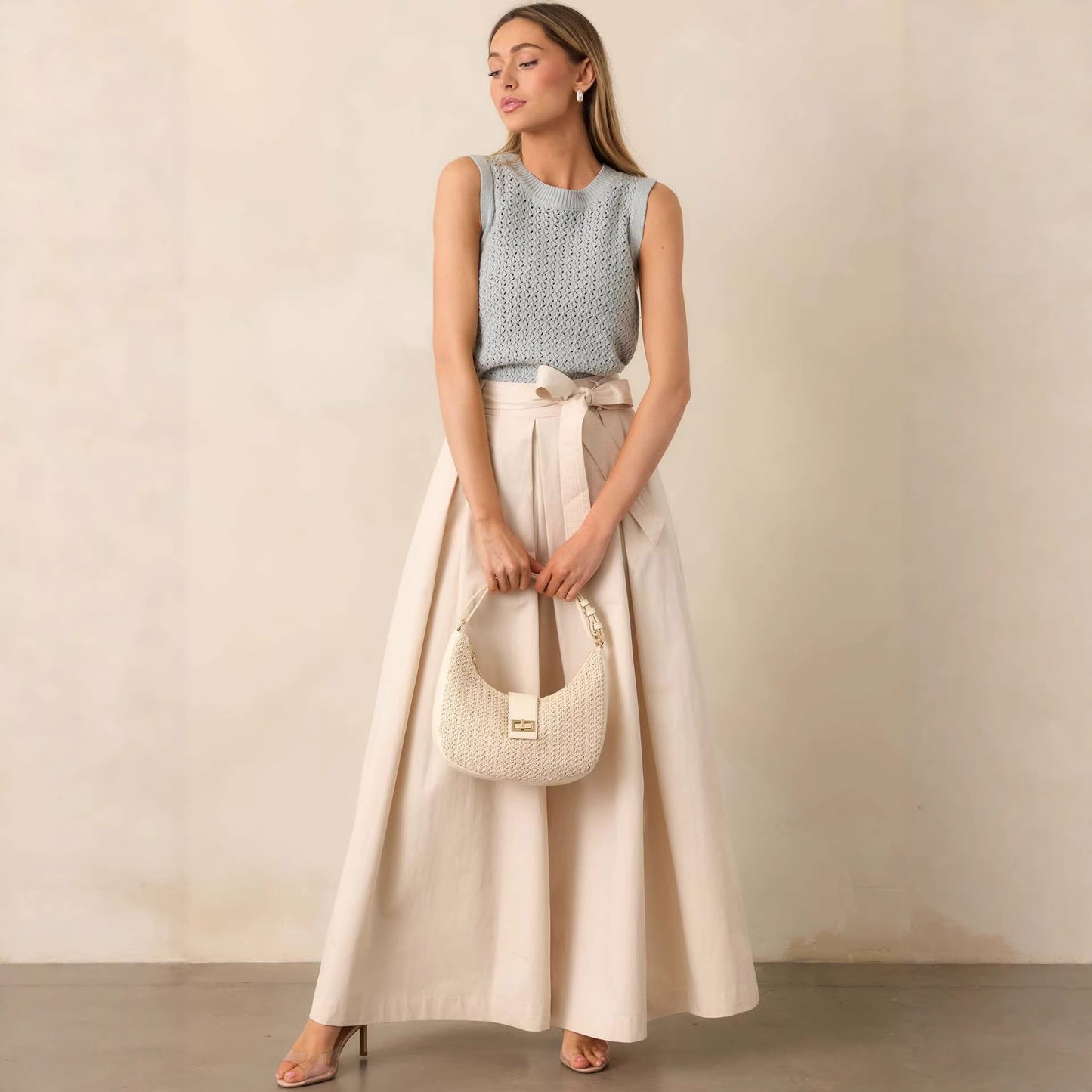 Pantalon droit abricot femme printemps automne