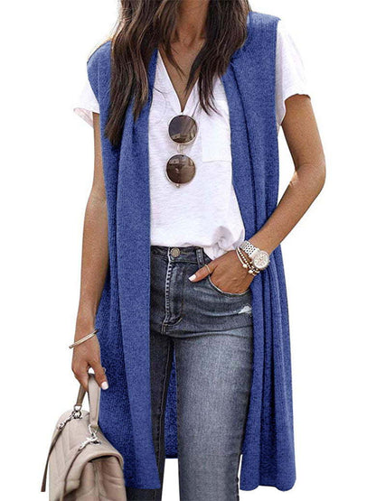 Solid Color Casual Mid-Length Vest Six Colors Size - Wanita Store