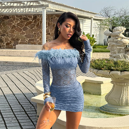 Robe Bustier Sexy Coupe Ajustée Dentelle Sexy Épaules Dénudées Amincissante Luxe Léger Hanches