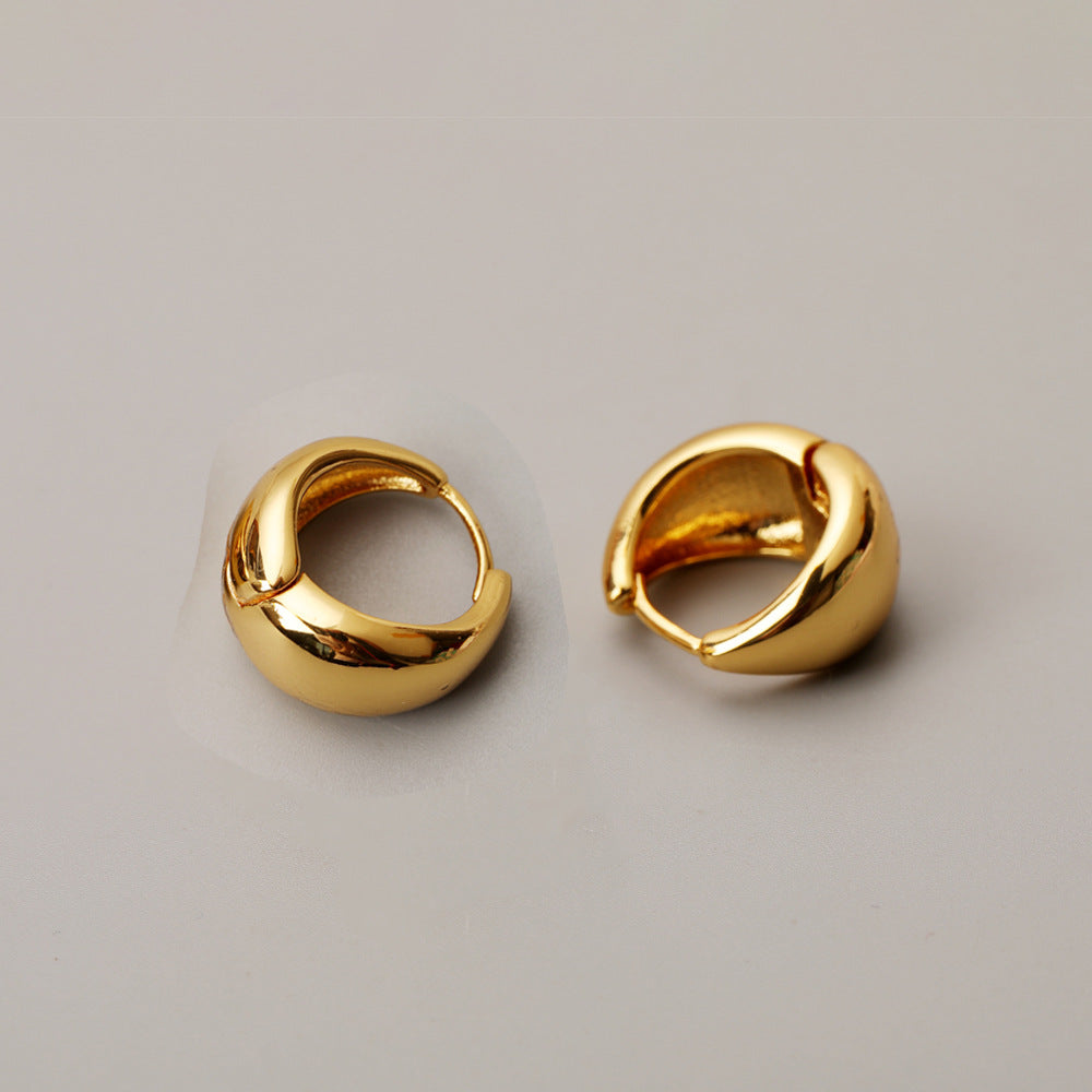 Advanced Design Modern Circular Arc Brass French Simplicity Elegant Metal Glossy Eardrop Earring Accessories - Wanita Store