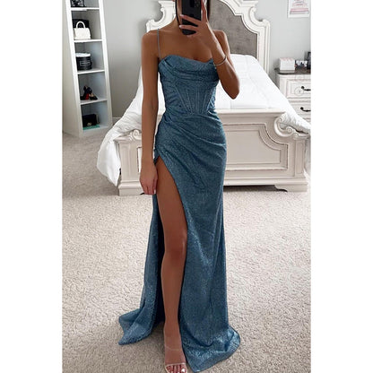Party Suspenders Dress Loose Casual Slit Women Clothing Dress - Wanita Store