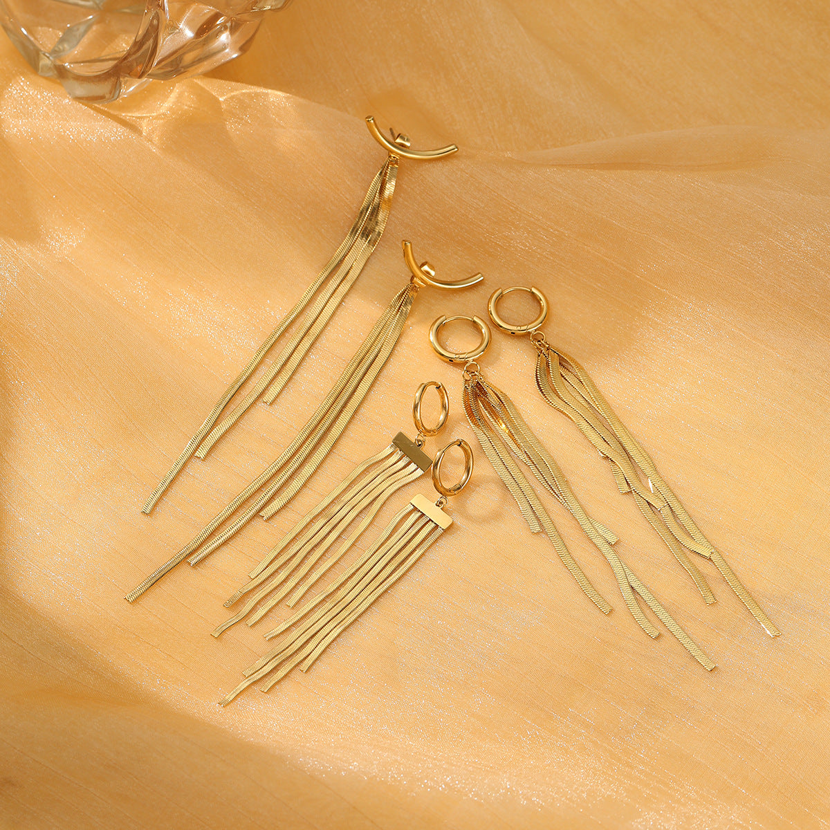 Simple Long Tassel Titanium Steel Earrings Arrival 18K Gold Light Luxury High Grade Stainless Steel Eardrop Earrings - Wanita Store