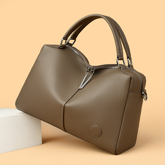 Genuine Leather Bag Women Simple Handbag High Grade Large Capacity Pillow Bag Soft Leather Office Tote