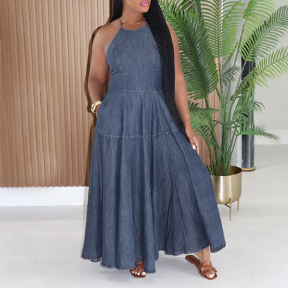 Vestido Vaquero Sin Mangas para Mujer - Vestido Largo