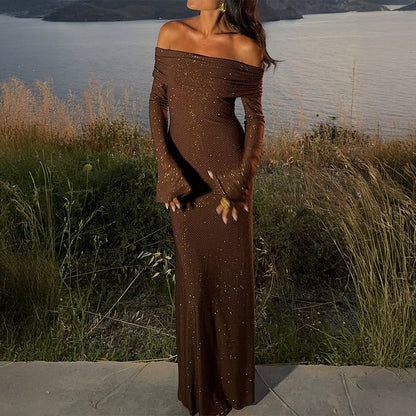 Elegant Solid Color Long Sleeved Dress Women Clothing Autumn Winter - Wanita Store