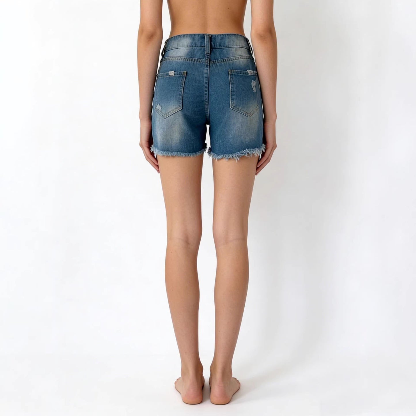 Hole Flow Baggy Denim Shorts Women Multi Color Optional