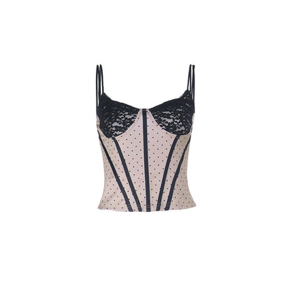 Women Summer Waist Slimming Polka Dot Lace All Matching Vest