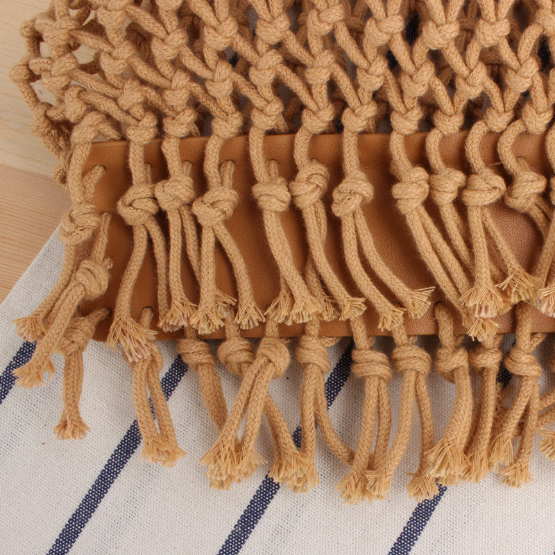 Macaron Cotton String Handmade Hollow Out Cutout Handbag South Korea tagram Bag Beach Woven Bag