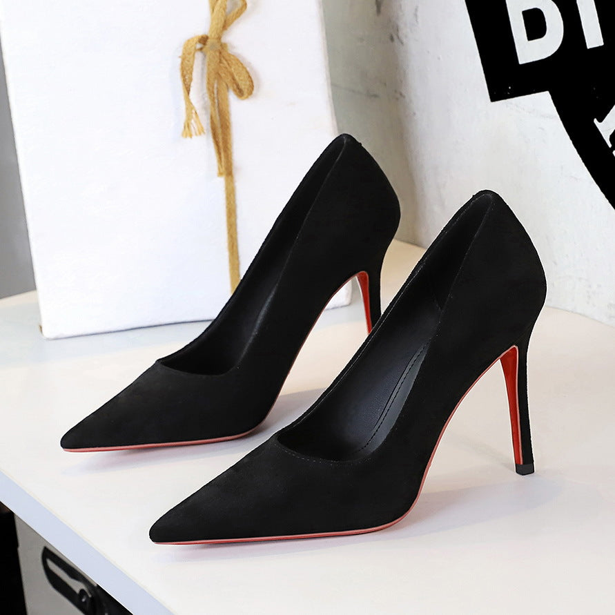 Leopard Print High Heels Women Stiletto Suede Shallow Mouth Pointed Slip on Pumps Women Shoes