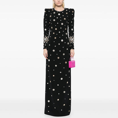 Heavy Industry Beads Diamond Embedded Slim Maxi Dress Formal Dress - Wanita Store