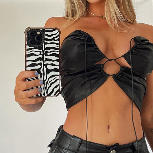 Women Clothing Summer Off Neck Wrapped Chest Halter Strap Sexy Slim Vest