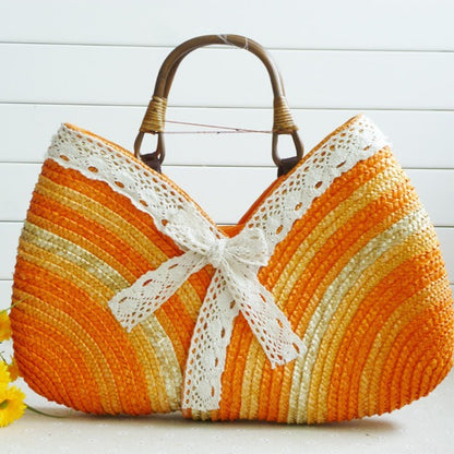 Color Straw Machine Order Handmade Straw Bag Wild Beach Woven Bag - Wanita Store