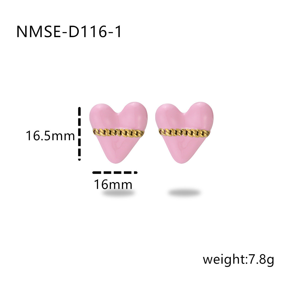 Colorful Oil Necklace Love Stainless Steel Studs Personalized Minority Design Light Luxury Titanium Steel Earrings - Wanita Store