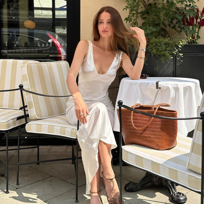 Women Clothing Summer French Entry Lux High Sense Graceful Fashionable Sleeveless Slim Dress - Wanita Store