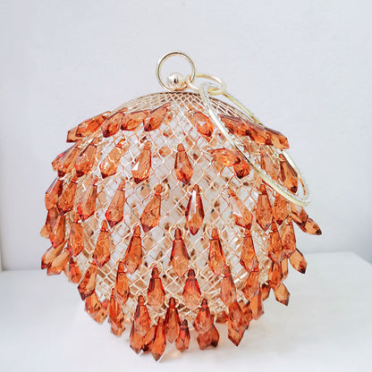 Spring Summer Internet Celebrity Drop Shaped Acrylic Multi Color Selection round Metal Bird Cage Portable Dinner Bag - Wanita Store
