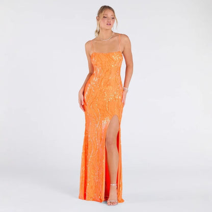 Dress Sexy Sling Backless High Slit Sequ Socialite Dress - Wanita Store