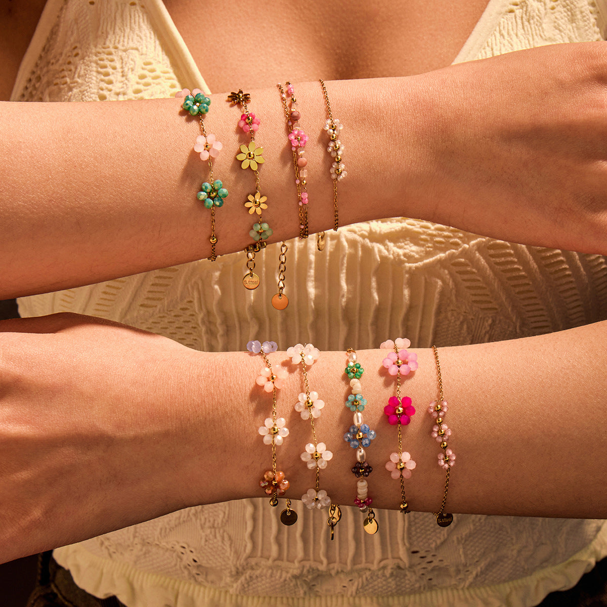 Bracelet Niche Colorful Floral Beaded Bracelet Ladies Ornament Light Luxury Ornament - Wanita Store