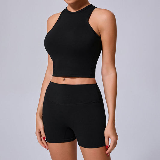 Quick Dry Vest Tight Back Yoga Suit All Matching Outer Wear Casual Fitness Running Exercise Shorts Suit
