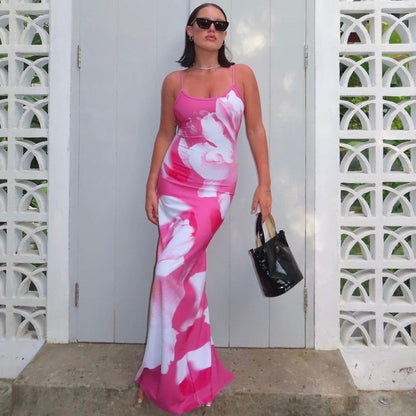 Women Clothing Summer Sexy Socialite Backless Slit Sling Dress Women - Wanita Store