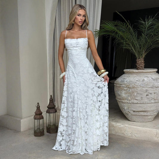 Summer Women Clothing Sexy Strap Chiffon Elegant Backless Evening Dress
