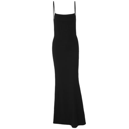 Women Clothing Summer Arrival Sexy Backless Spaghetti Straps Maxi Dress Solid Color Slim Fit Dress Women - Wanita Store