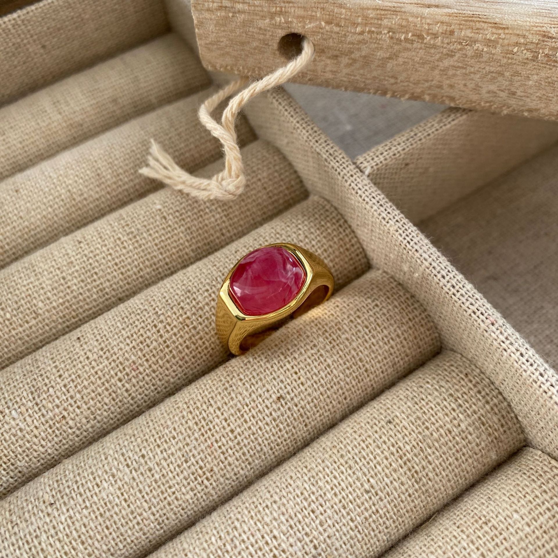 Red Gemstone Ring Special Interest Design Adjustable Open Ended Ring Elegant High Sense All Matching Graceful Index Finger Ring - Wanita Store