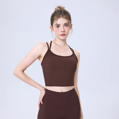 Nude Feel Water Drop Beauty Back Quick Drying Sports Underwear Women Shockproof Outer Wear Running Bra Fitness Yoga Wear Vest - Wanita Store