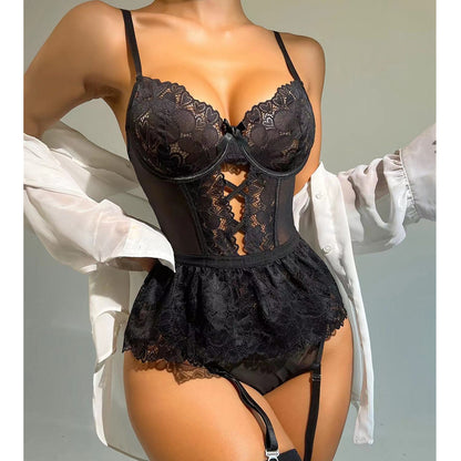 Women Shapewear Lace Stitched Backless See through Sexy Underwear