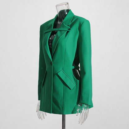 Autumn Mid Length Blazer Niche Waist Hollow Out Cutout Elegant Small Blazer - Wanita Store
