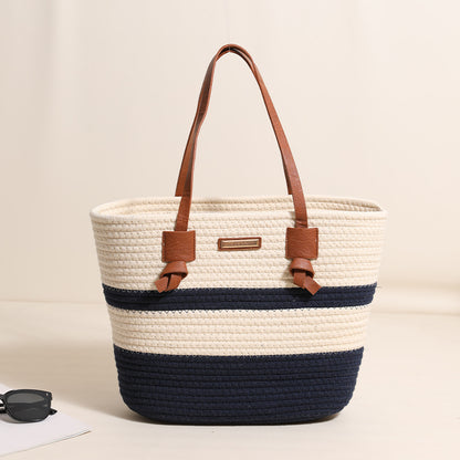 Leather Knot Cotton Thread Stitching Dark Blue