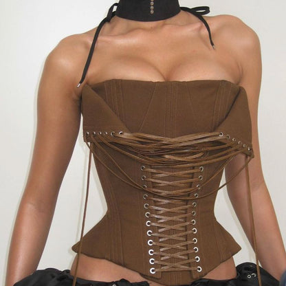 Advanced Design Sexy Boning Corset Lace up Corset Sexy Corset Tube Top - Wanita Store