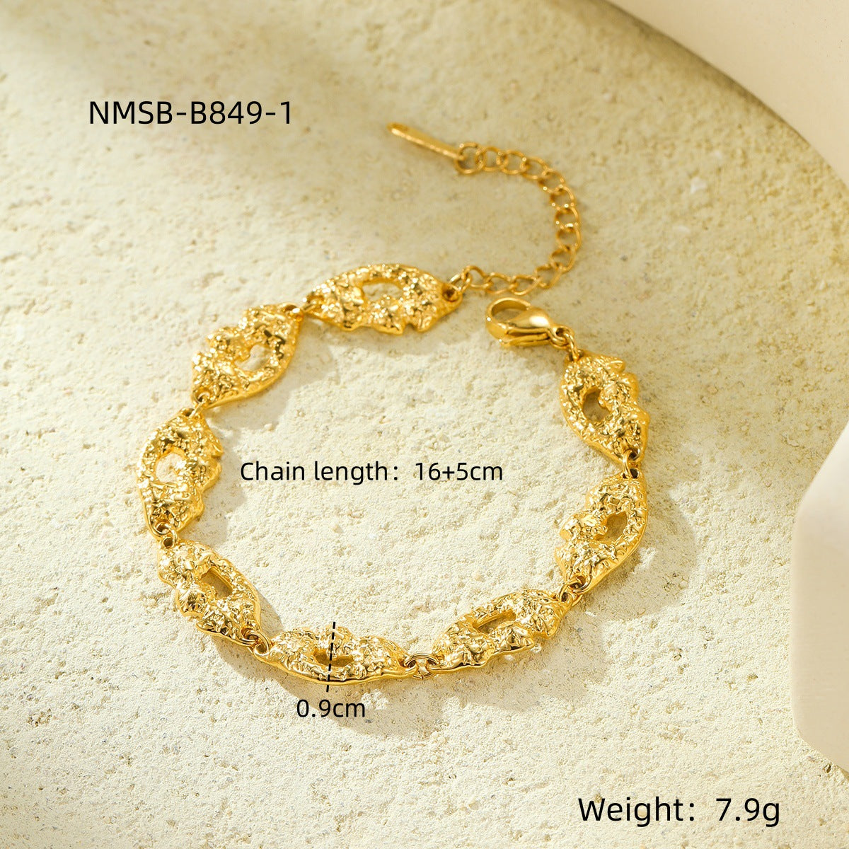 Retro Easy Matching Stainless Steel Texture Bracelet Niche Frosted Hollow Out Cutout Design Titanium Steel Gold Plated Bracelet Accessories - Wanita Store