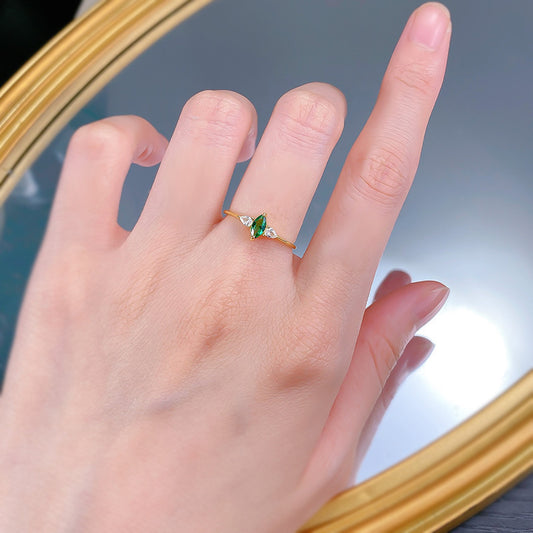 Jewelry Horse Eye Simulation Emerald S925 Sterling Silver Luxury Inlaid Retro Simple Ring - Wanita Store