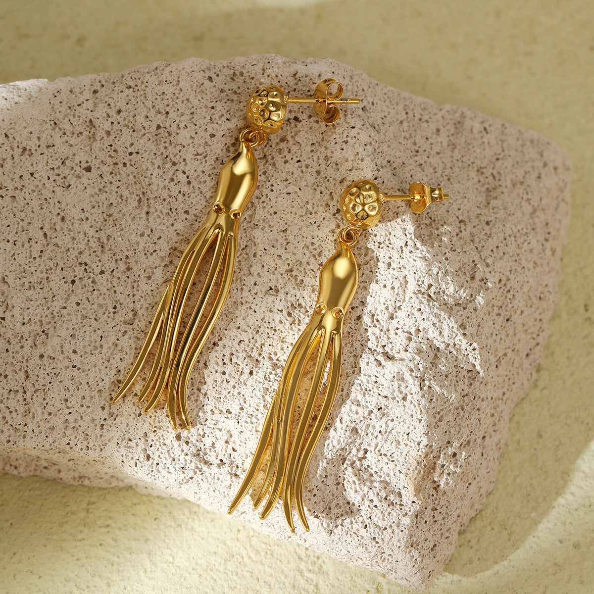 Cute Octopus Titanium Steel Tassel Earrings Minority Personality Design Octopus Stainless Steel Eardrop - Wanita Store