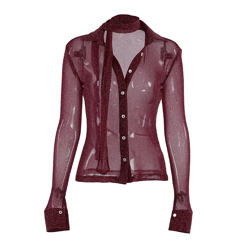 Spring Arrival Reflective Beautiful Shoulder Small Top Women Decoration Long Sleeve Shirt Cardigan - Wanita Store