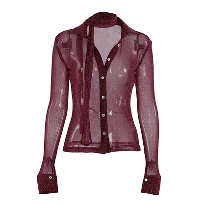 Spring Arrival Reflective Beautiful Shoulder Small Top Women Decoration Long Sleeve Shirt Cardigan - Wanita Store