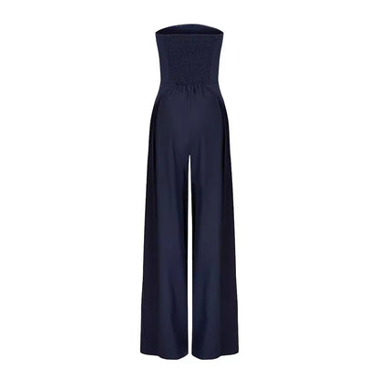 Women Casual Backless Slim Fit Smocking Jumpsuit - Wanita Store