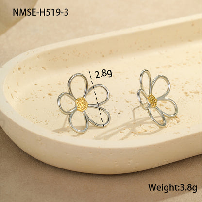 Color Blocking Flower Stud Earrings